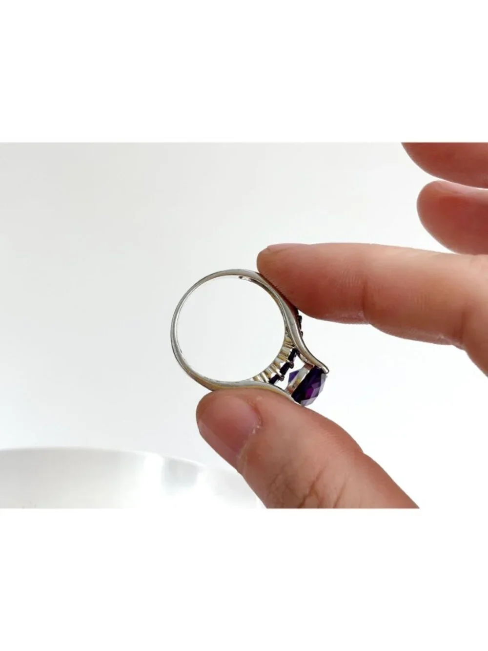 Multi Gemstone Amethyst Jumbo Sterling Silver 925 Vintage Ring - sz 9